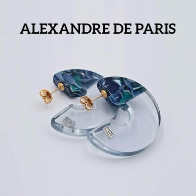 Alexandre De Paris Earrings Hoop Clear Navy
