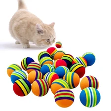 PET SHOW 50pcs 1.4" Interactive Cat Toy Balls for Indoor Cats Colorful Rainbo...