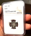 (#102642) Barber Dime:  1895.  NGC VG 8.  Better date!   (see video!)