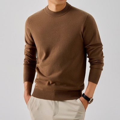 Herren Pullover Rundhals Feinstrick Elegant Casual Chic Langarm