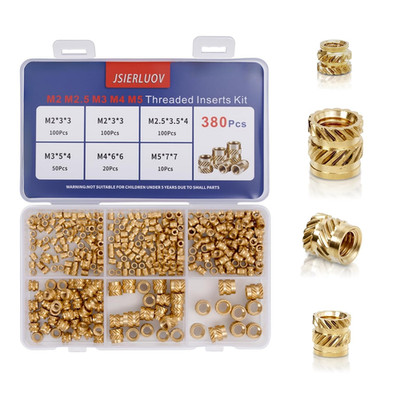 380Pcs Threaded Inserts Assortment Kit M2 M2.5 M3 M4 M5 for 3D Printing Compone