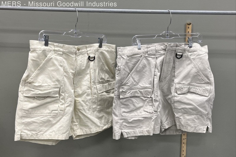 Columbia Men's PFG Cargo Fishing Shorts Lot of 2 Cream Tan Size L