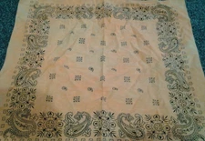 Vtg BANDANA HANKY faded ORANGE US made COTTON WESTERN COWBOY HIPPIE BIKER SCARF