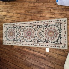 Ruggable Suzani Washable Rug Runner Beige Pinks Floral Pattern No Pad