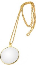 Magnifying Glass Necklace Monocle, 5X Magnifier with 1.6 inch Gold