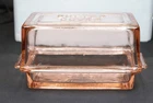 Vintage Hazel Atlas? Pink Depression Era Glass Butter Dish 1 pound