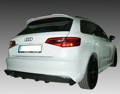 Heckansatz für Audi A3 8V Lippe Diffusor Spoiler Splitter Glanz single Auspuff
