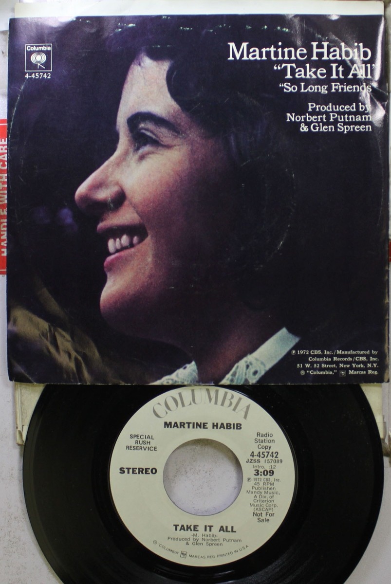 Rock Picture Sleeve Promo 45 Martine Habib - Take It All / Take It