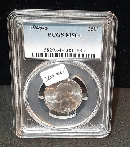 1945-S WASHINGTON QUARTER-PCGS MS64- DDO-001 - VARIETY NOT LISTED ON SLAB - 835 - Picture 3 of 4