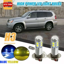 2PCS H3 LED Fog Light Bulb Conversion Kit Super Bright 3000K Yellow / 8000K Blue