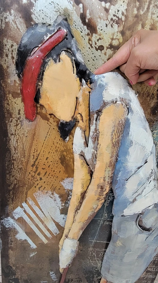 Golfista 3D Pintura al Óleo Decoración de Pared Metal y Madera Lienzo Hogar Oficina Decoración Foto 2 de 4