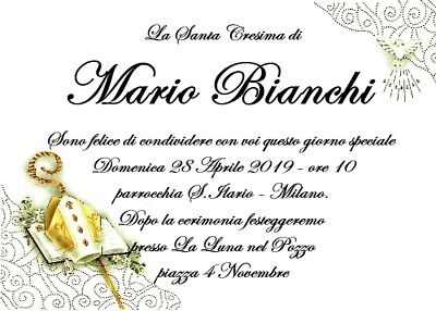 Invito Santa Cresima Bigliettini Bomboniera Bomboniere Personalizzato Gratis Ebay