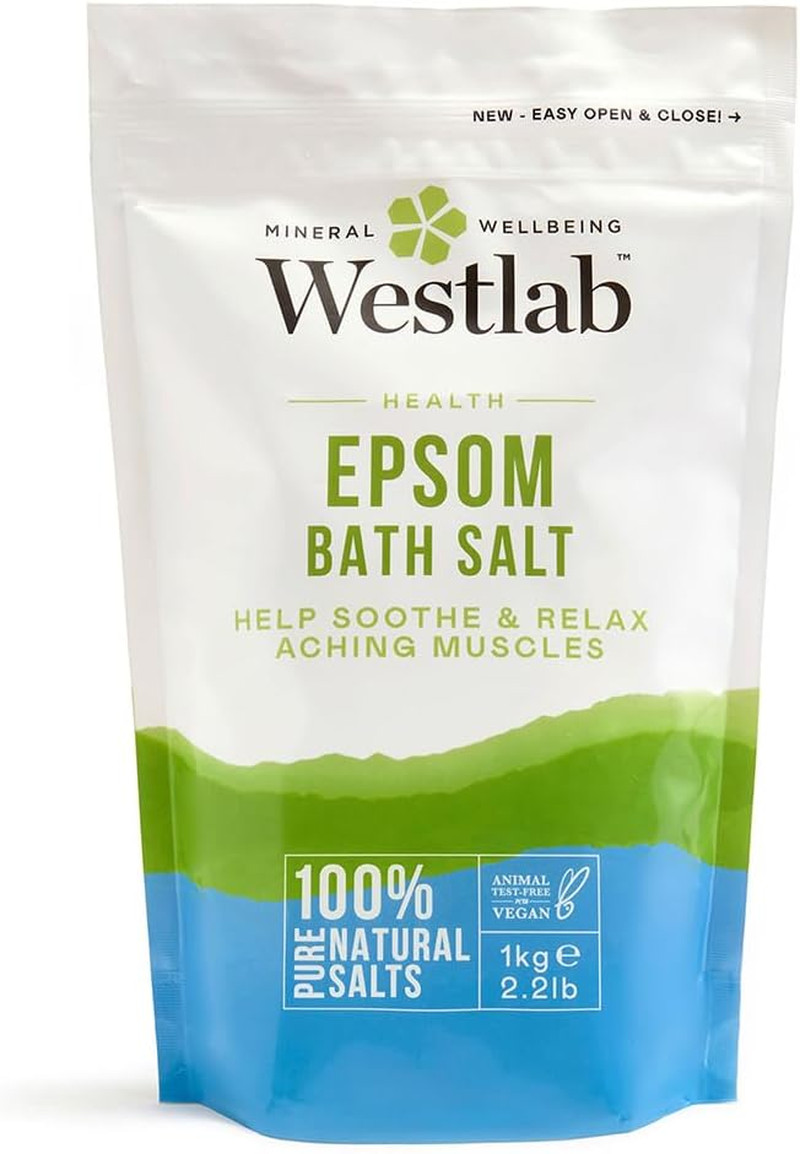 Westlab Reviving Epsom Salt | 1Kg Resealable Pouch | Pure and Unscented, Pack of