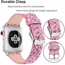 For Apple Watch Band iWatch Leather Glitter Wrist Strap Bling SE 2 10 9 8 7 6345