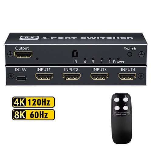 Switch HDMI 2.1 4K 120Hz 5Port 8K HDMI Switch Sdoppiatore 144Hz Vision HDR Switcher - Foto 5 di 27