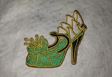 Princess Tiana Shoe 3 1/2 inch Iron on Embroidered Applique Patch