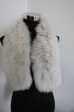 100 Real fox fur scarf /natural white fur neck wrap/cape/shawl 105 15 cm NEW