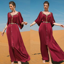 Muslim Women Elegant Abaya Long Dress Turkish Evening Cocktail Party Gown Caftan