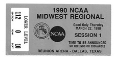 1990 NCAA Basketball Tournament Ticket Stub North Carolina Texas Arkansas Xavier