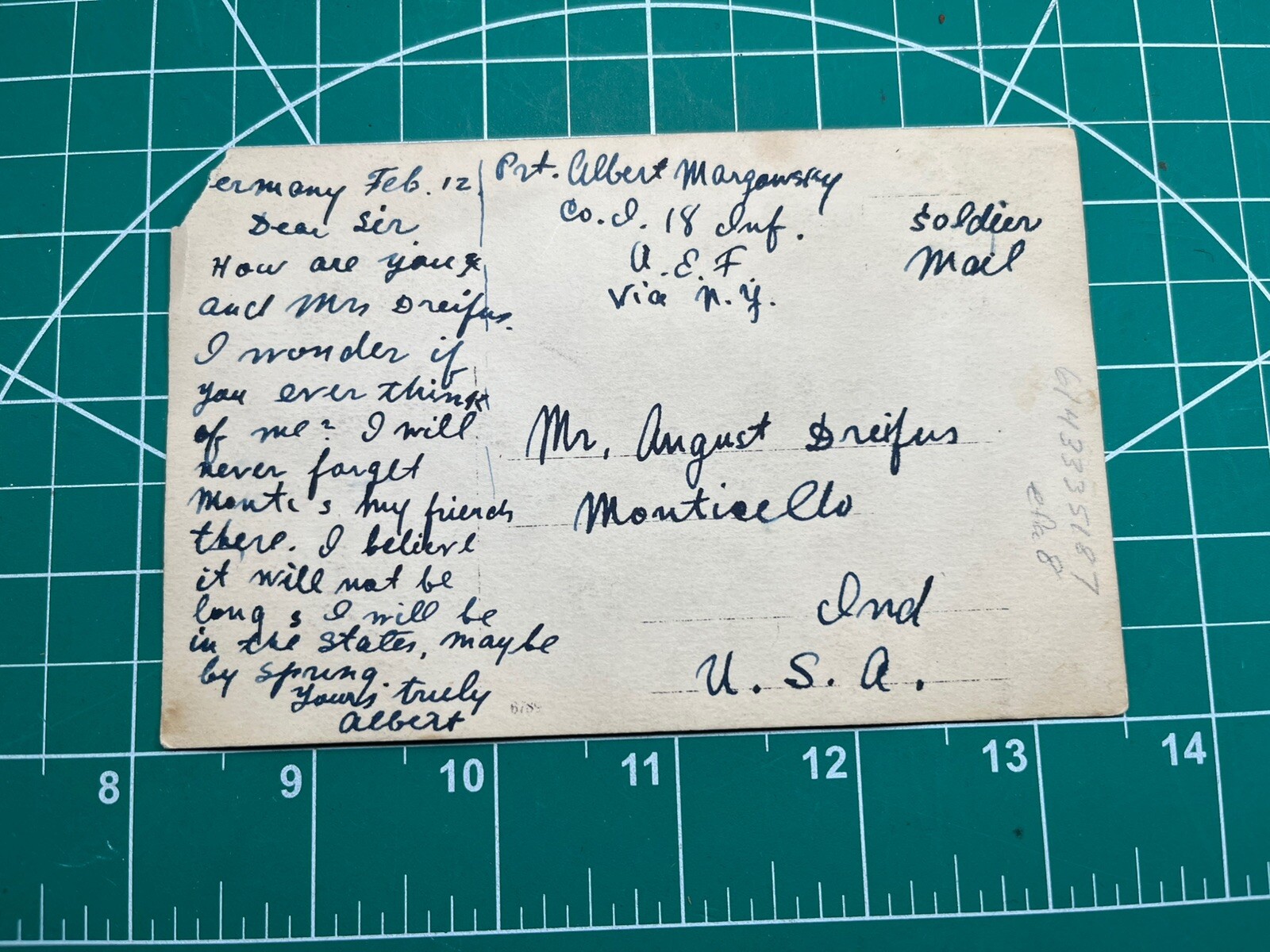 WW1 1st Division 18th Infantry RPPC Named Photo