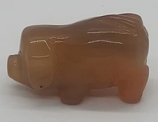 Small carved agate stone PIG piggy figurine