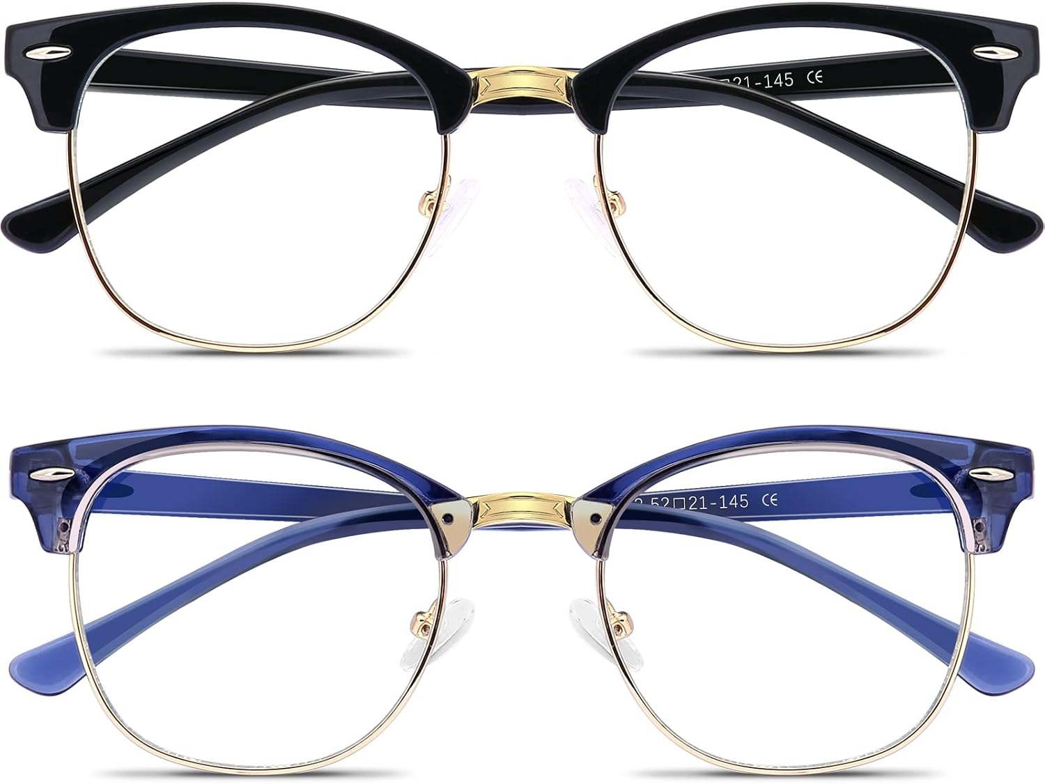 Blue Light Glasses, Fashion round Half Frame, Computer/Game/Reading/Tv Blue Ligh-image