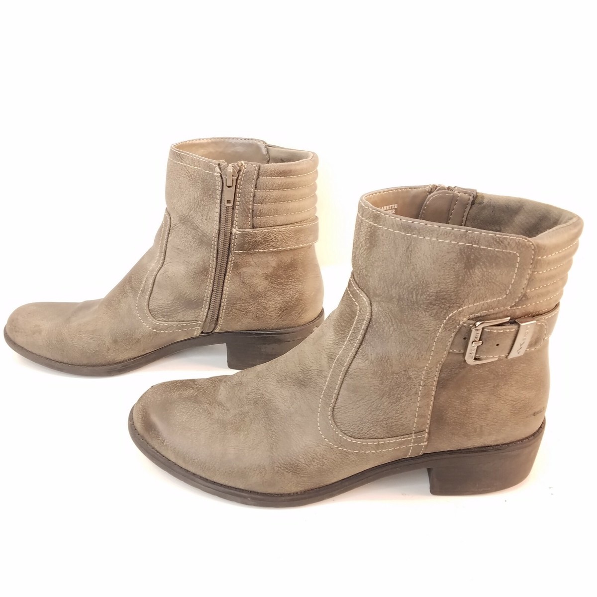 AK Anne Klein Sport Lanette Motorcycle Boot Gray Ankle Booties