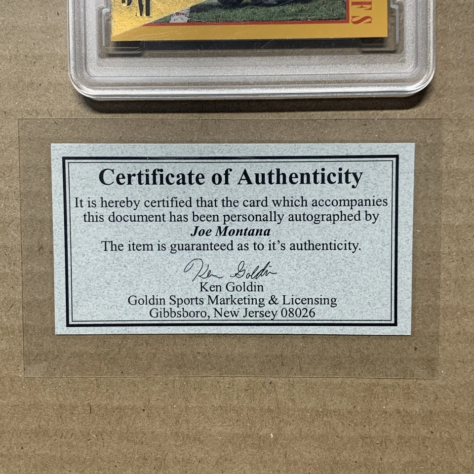 1994 NFL Experience #43 Joe Montana Autograph Authentic Auto Gold in COA Graded - Image 2 of 4