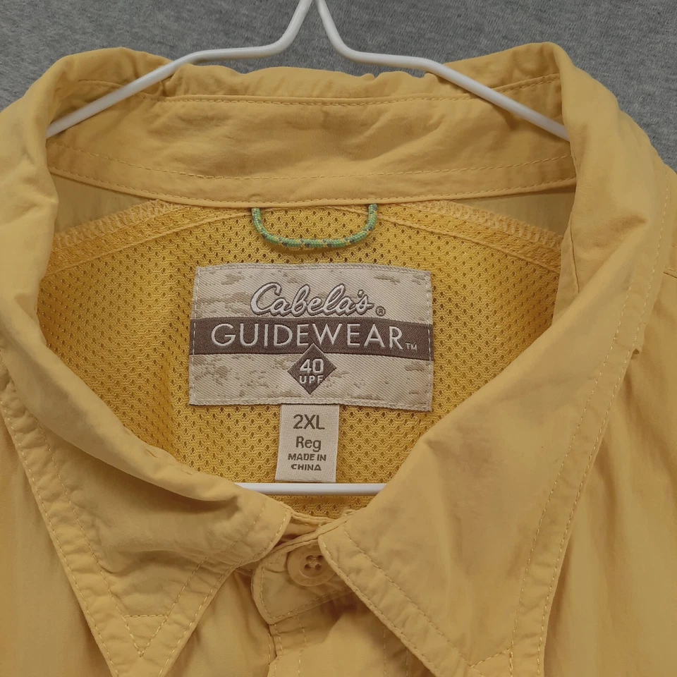 Camisa de pesca Cabelas para hombre 2XL ropa guía con capa amarilla GXII ventilaciones laterales lengüeta enrollable Foto 2 de 4