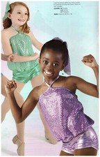 Girls small child jazz costume Foil Booty shorts faux sequin top 2 colors