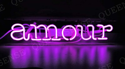 20''x8'' Amour Purple Acrylic Neon Sign Lamp Light Gift Artwork Display Wall QL