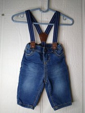 Oshkosh Baby B'Gosh Boys Sz 3M Blue Carpenter Jeans Suspenders Denim Pants