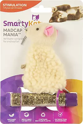 PETWISE, INC. Smartykat Madcap Mania Refillable Plush Catnip Cat Toy, Includes Catnip Tube - R