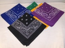 24 ASST COLORED 22" PAISLEY BANDANAS head wrap bandana hair pets work rags NEW