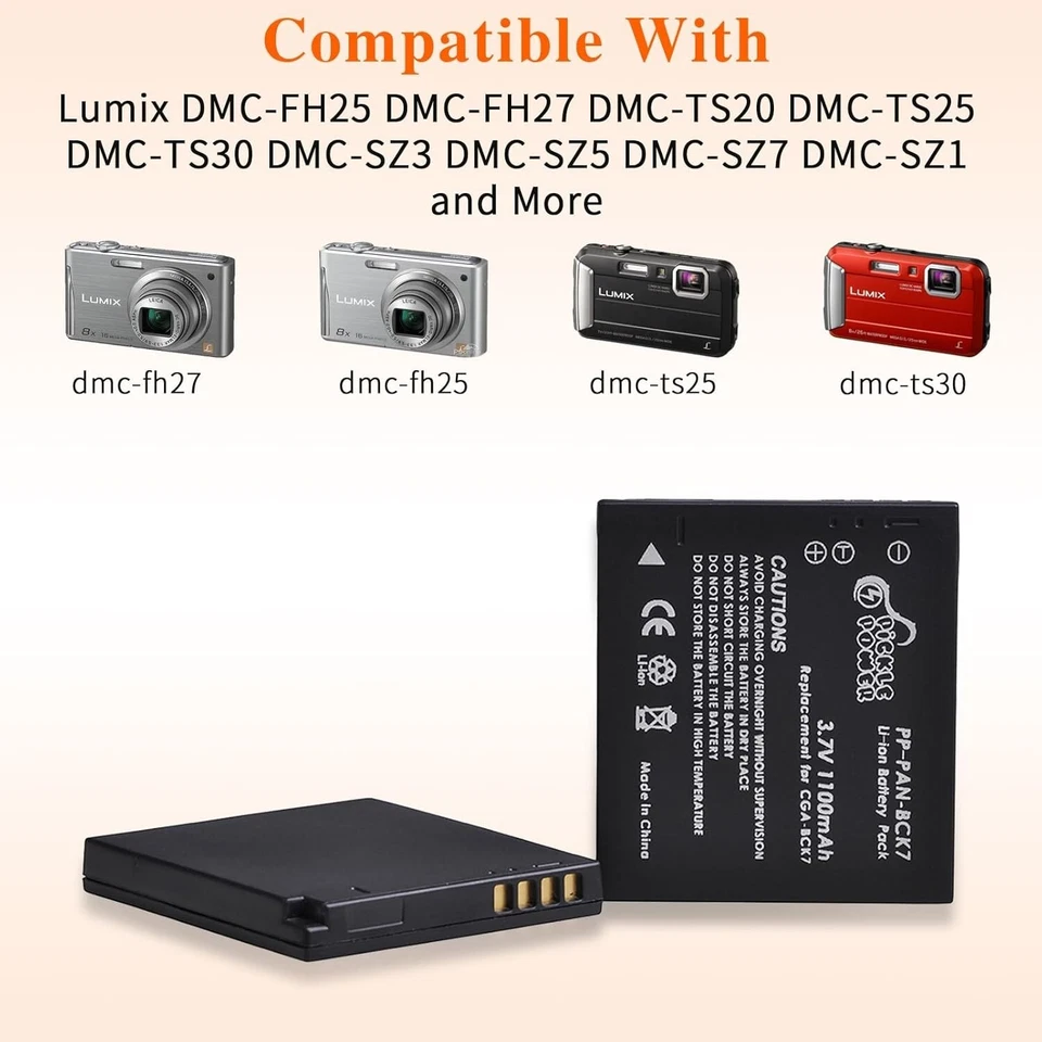 Batería y Cargador LED Inteligente USB para Panasonic Lumix DMC-FP5, DMC-FP7, DMC-FH2 Foto 2 de 4