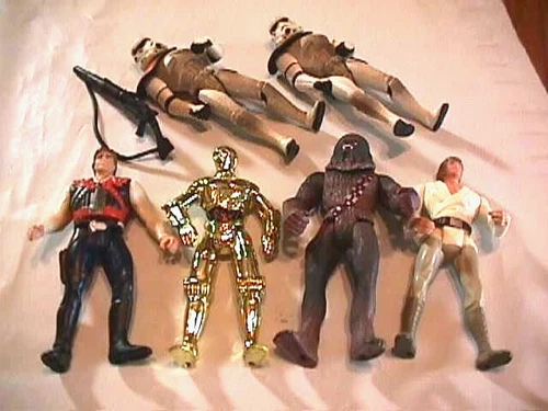 1996 LOT STAR WARS FIGURES LUKE HAN C3P0 CHEWY 2 SANDTROOPERS PLUS 1 WEAPON