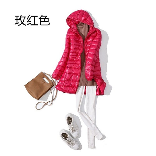 Women's Size Down Lightweight Jacket Warm Plus Winter Mid-Length Slim Hooded - Picture 18 of 25