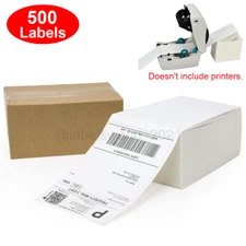 500 4" x 6" Fanfold Direct Thermal Shipping Labels for Zebra and Rollo Printers