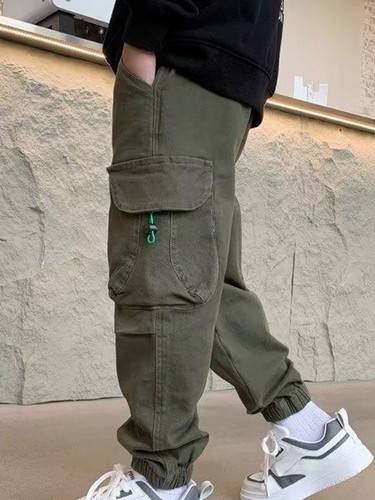 Kids Boys Trousers Elastic Waist Cargo Pants Street Sweatpants Casual Bottoms - Picture 18 of 32