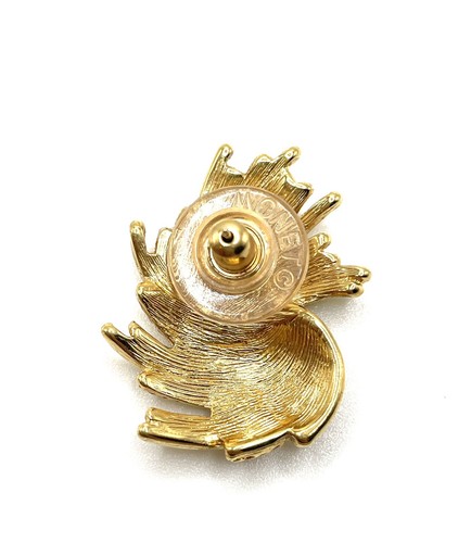 Monet Mirador Demi Parure Gold XL Brooch Pin Post Pierced Earrings Set Vintage - Picture 8 of 8