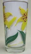 Japanese Lily Peanut Butter Glass Glasses Drinking Kitchen Mauzy 66-4