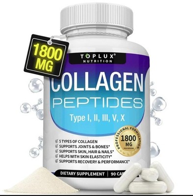 Toplux Multi Collagen Peptides Pills 1800 Mg Complex-Hydrolyzed Protein