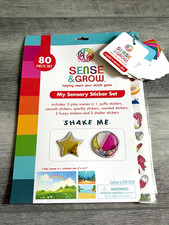 Sense  Grow My Sensory Sticker Set 80pc Puffy Smooth Sparkly Scented Fuzzy