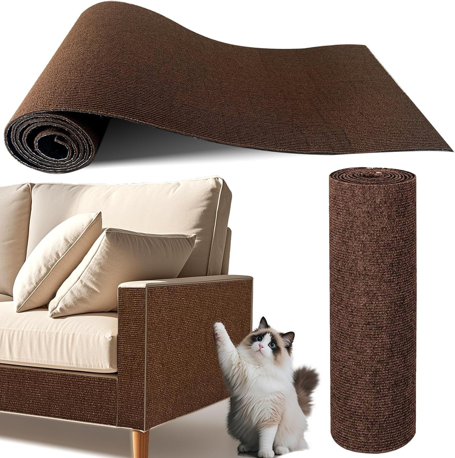 Cat Scratch Furniture Protector Trimmable Self-Adhesive Couch Protector from ...