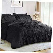 Size Comforter Sets 7 Pieces - Bed in a Bag for All Season, Pintuck Full Black