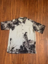 Citron Santa Monica 100% Silk Bird Shirt 