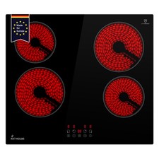 Elektro Glaskeramik Kochplatte Kochfeld Autark 60cm 6 kW 4 Zonen 9 Stufen LED