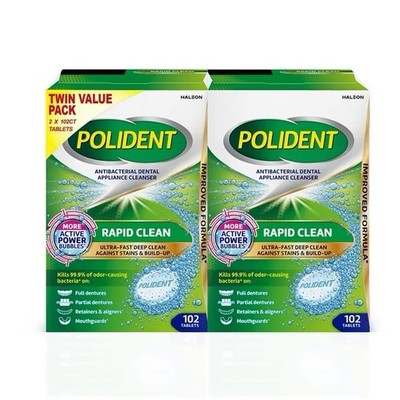 Polident Rapid Clean Dental Cleanser Tablets, 102 ct., 2 pk.