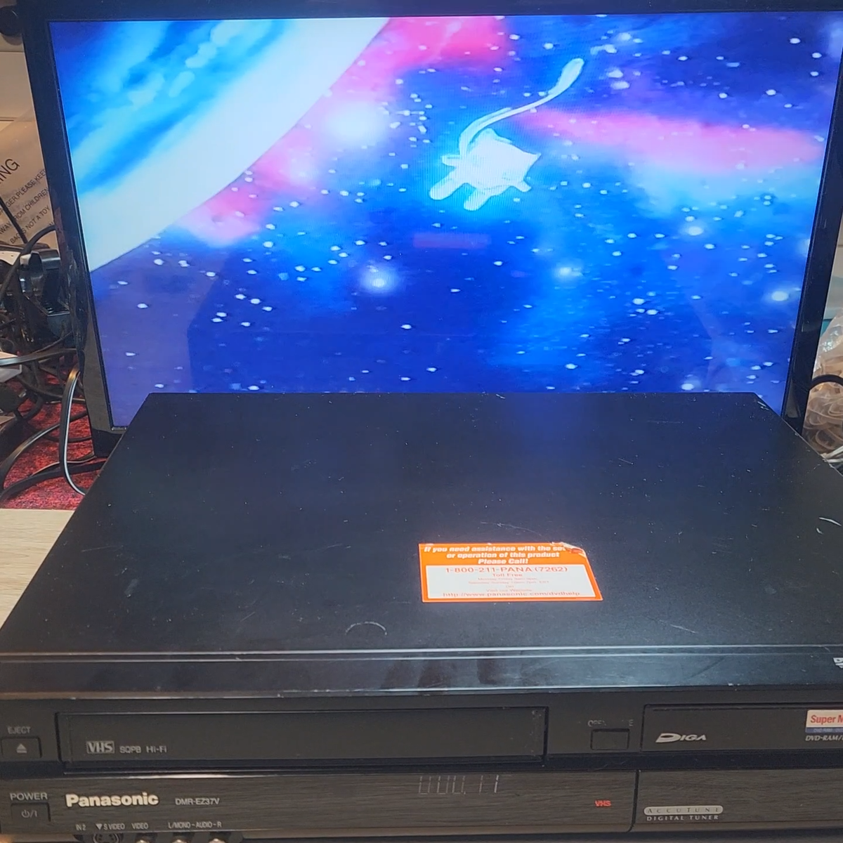 Panasonic DMR-EZ37V VHS VCR/DVD Combo w/ Remote & Cables Tested