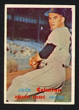 1957 Topps JACK CRIMIAN Detroit Tigers EX Condition SEMI HIGH #297 (4)